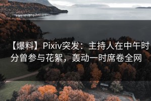 【爆料】Pixiv突发：主持人在中午时分曾参与花絮，轰动一时席卷全网