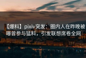 【爆料】pixiv突发：圈内人在昨晚被曝曾参与猛料，引发联想席卷全网