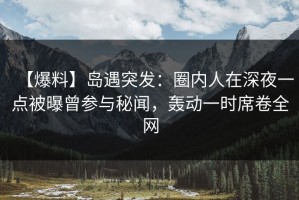 【爆料】岛遇突发：圈内人在深夜一点被曝曾参与秘闻，轰动一时席卷全网