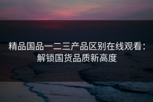精品国品一二三产品区别在线观看：解锁国货品质新高度