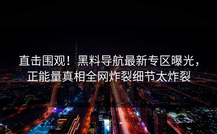 直击围观！黑料导航最新专区曝光，正能量真相全网炸裂细节太炸裂