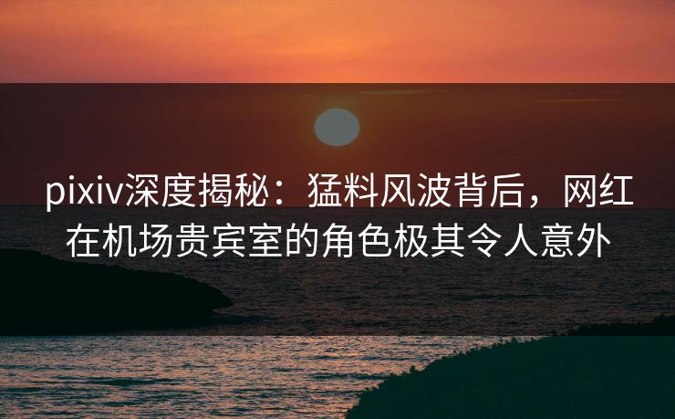 pixiv深度揭秘：猛料风波背后，网红在机场贵宾室的角色极其令人意外