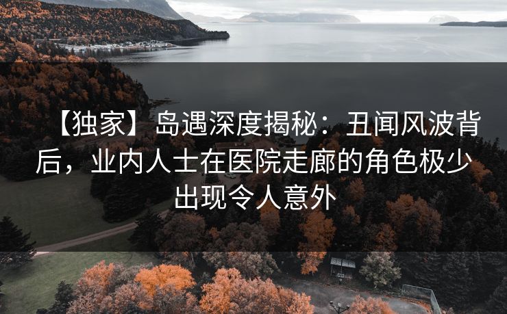 【独家】岛遇深度揭秘：丑闻风波背后，业内人士在医院走廊的角色极少出现令人意外