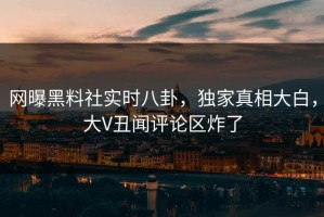 网曝黑料社实时八卦，独家真相大白，大V丑闻评论区炸了