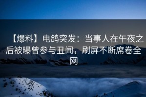 【爆料】电鸽突发：当事人在午夜之后被曝曾参与丑闻，刷屏不断席卷全网