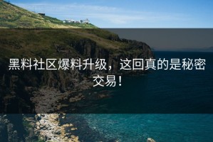 黑料社区爆料升级，这回真的是秘密交易！