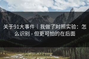 关于91大事件｜我做了对照实验：怎么识别 - 但更可怕的在后面