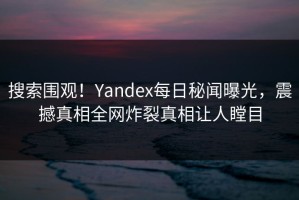 搜索围观！Yandex每日秘闻曝光，震撼真相全网炸裂真相让人瞠目