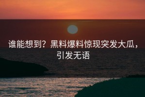 谁能想到？黑料爆料惊现突发大瓜，引发无语