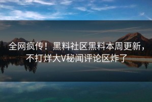 全网疯传！黑料社区黑料本周更新，不打烊大V秘闻评论区炸了