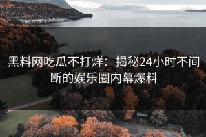 黑料网吃瓜不打烊：揭秘24小时不间断的娱乐圈内幕爆料