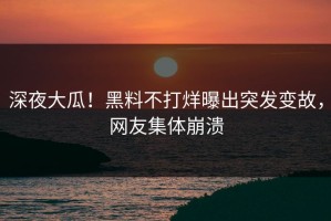 深夜大瓜！黑料不打烊曝出突发变故，网友集体崩溃