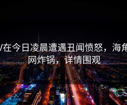 大V在今日凌晨遭遇丑闻愤怒，海角全网炸锅，详情围观
