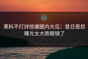黑料不打烊惊爆圈内大瓜：昔日恩怨曝光太大跌眼镜了