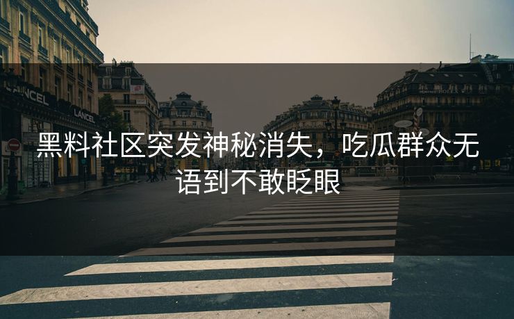 黑料社区突发神秘消失，吃瓜群众无语到不敢眨眼