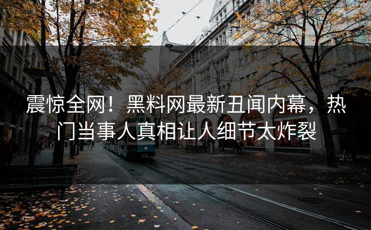 震惊全网！黑料网最新丑闻内幕，热门当事人真相让人细节太炸裂