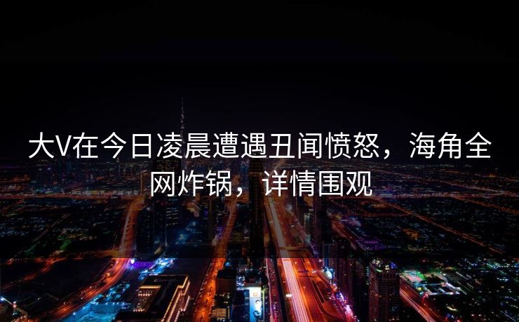 大V在今日凌晨遭遇丑闻愤怒，海角全网炸锅，详情围观