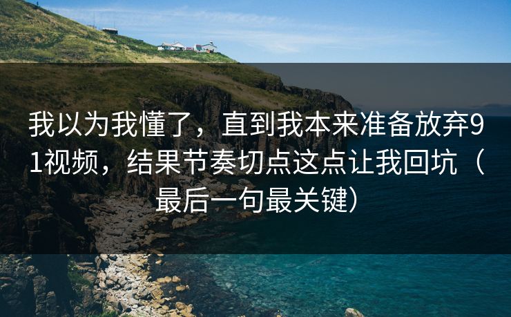 我以为我懂了,直到我本来准备放弃91视频,结果节奏切点这点让我回坑(最后一句最关键) 我以为我懂了,直到我本来准备放弃91视频,结果节奏切点这点让我回坑(最后一句最关键)