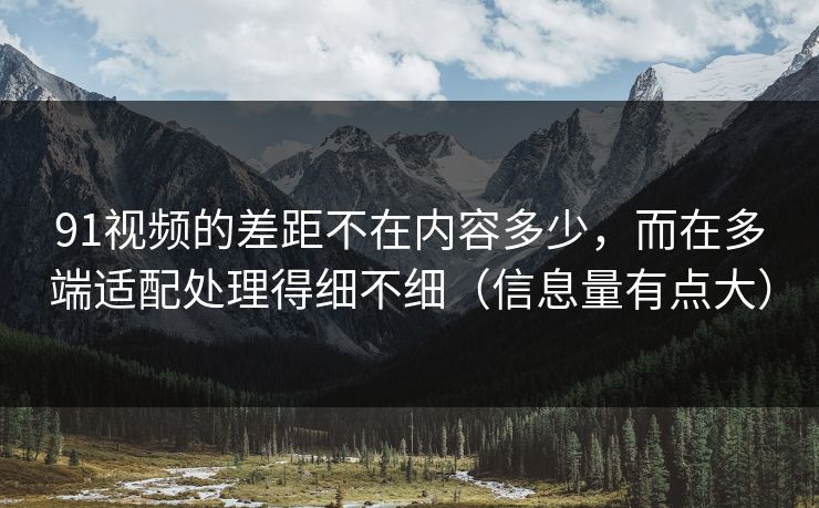 91视频的差距不在内容多少，而在多端适配处理得细不细（信息量有点大）